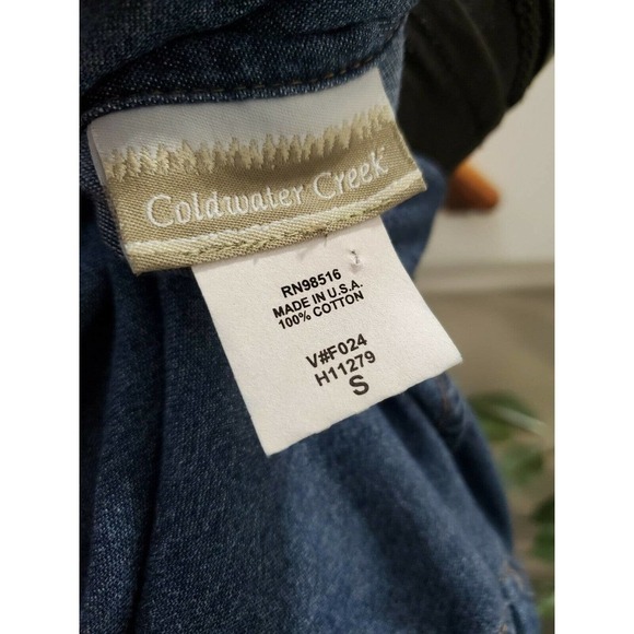 Cold Water Creek Women's Blue Denim 100% Cotton Long Sleeve Collared Jacket - Picture 8 of 10